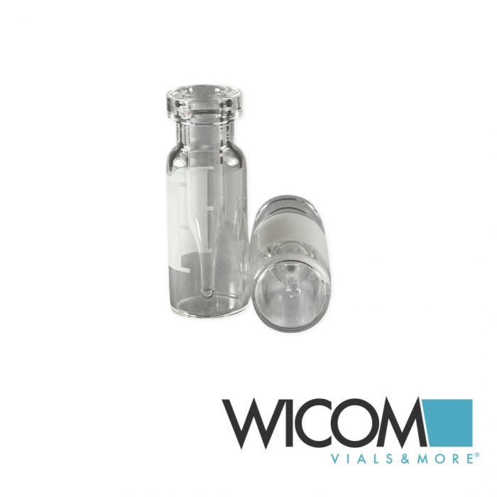 WICOM 11mm crimp vials, clear, 2ml, with write-on patch inserted inserts (300ul)...