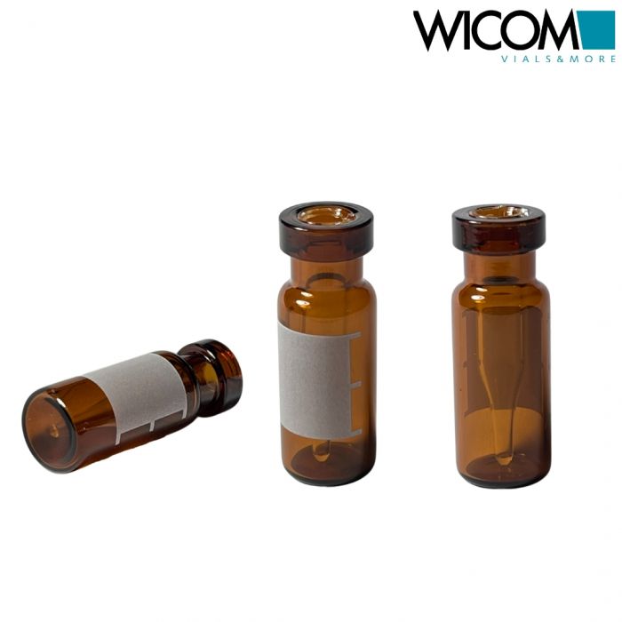 WICOM crimp vials, 11mm, 0.3ml, amber glass, 11.6x32mm, with write-on patch, 6mm...