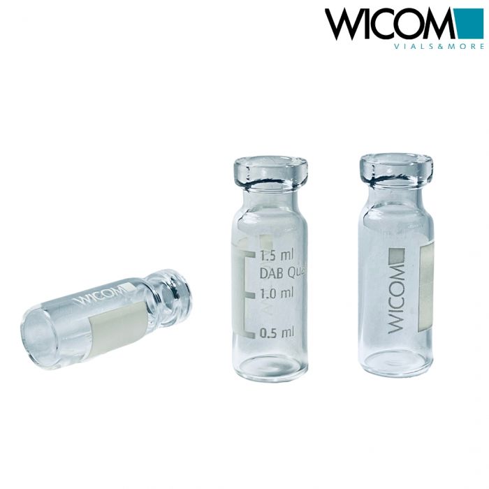 WICOM 2ml Autosampler vials, clear glass with 11mm crimp top DAB-10 quality with...