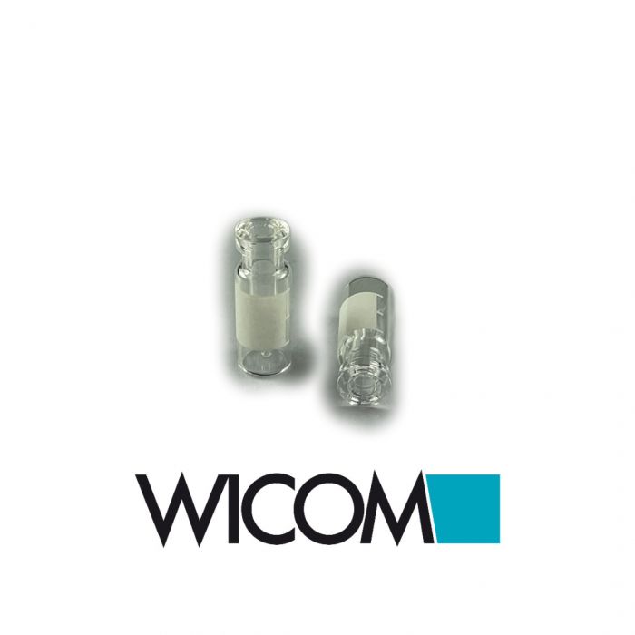 WICOM crimp vial, 11mm, 0.2ml,clear glass, with write-on patch . with bonded 200...