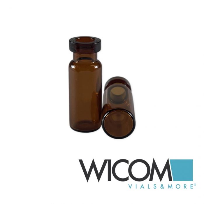 WICOM 2ml 11mm crimp vials brown glass in DAB quality, 6mm wide opening. 3212mm