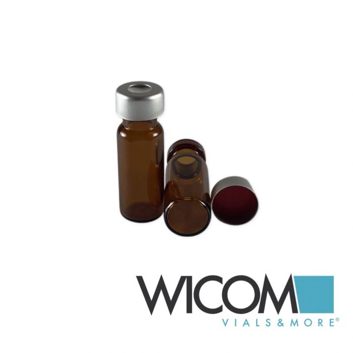 WICOM 2ml crimp vials with caps, includes 11mm crimp vial in amber glass and pre...