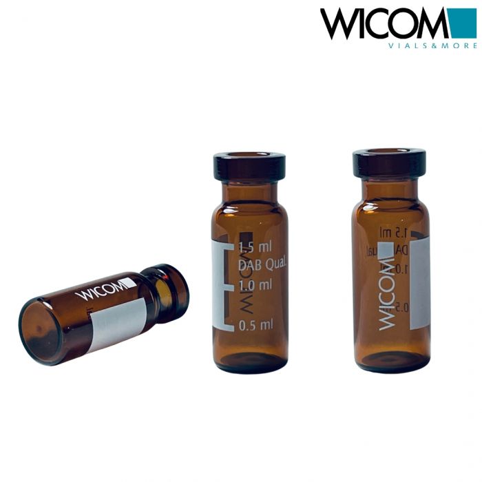 WICOM 2ml Autosampler vials, brown glass with 11mm crimp top DAB-10 quality with...