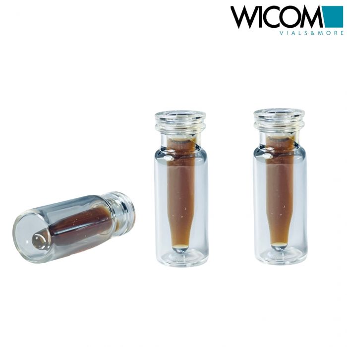 WICOM 11mm CRIMPSNAP vials, clear glass, 2ml, 12x32mm, with pre assembled 350µl ...