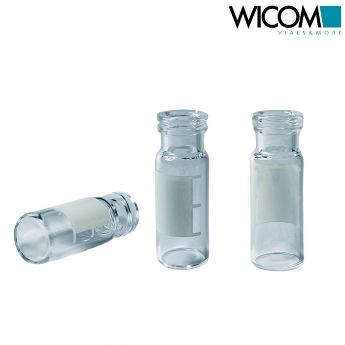 WICOM CRIMPSNAP vial, 11mm, 2ml, clear glass, with write-on patch, 12x32mm, 6mm ...