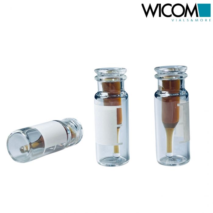 WICOM 11mm CRIMPSNAP Vials (R), Klarglas, 2ml, (1.5ml) 6mm weite Öffnung, mit Be...
