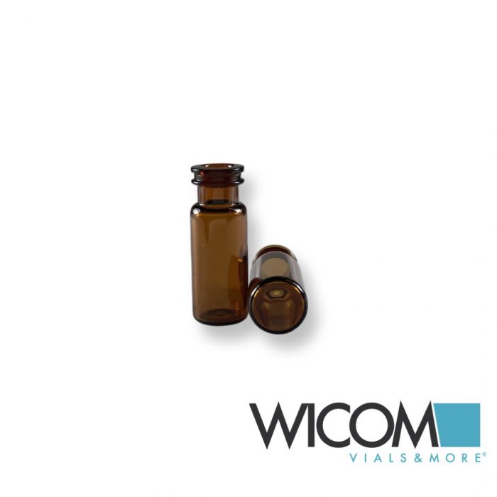 WICOM 11mm CRIMPSNAP vials, brown glass, 2ml, 6mm opening, 12mm * 32mm