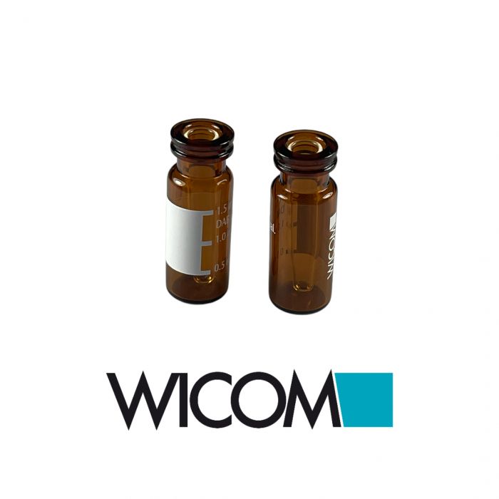 WICOM 11mm CRIMPSNAP vials, brown glass, 2ml, with write-on patch, with pre inse...