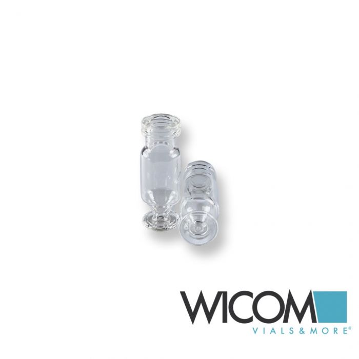 WICOM CRIMPSNAP micro-V vial, 11mm, 1.5ml, clear glass, 6mm wide opening