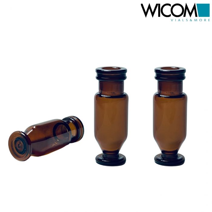 WICOM CRIMPSNAP micro-V vial, 11mm, 1.5ml, amber glass, 6mm wide opening, 12x32m...