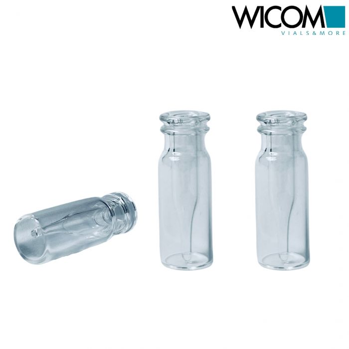 WICOM Crimpsnap vials, 11mm, 0.2ml, clearglass, 12x32mm, 6mmw wide opening, with...