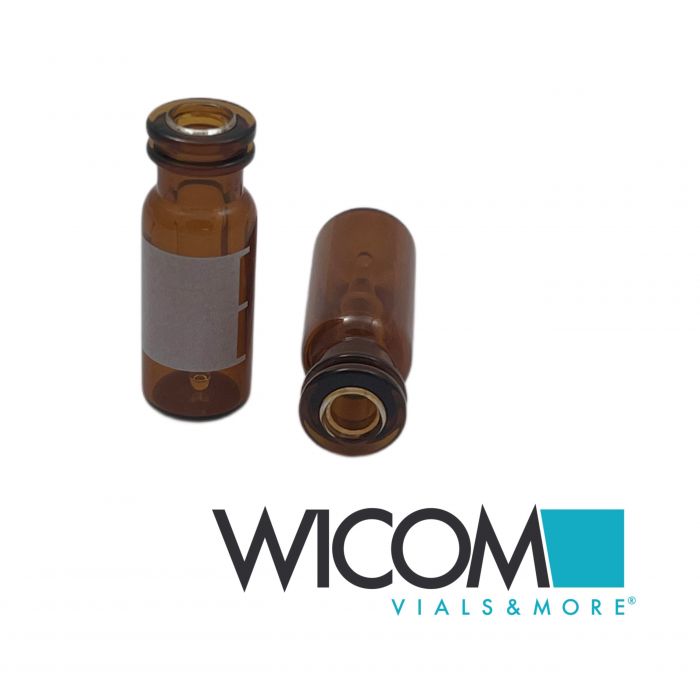 WICOM Crimpsnap vial, 11mm, 0.3ml, amber glass, 12x32mm, 6mm wide opening, with ...