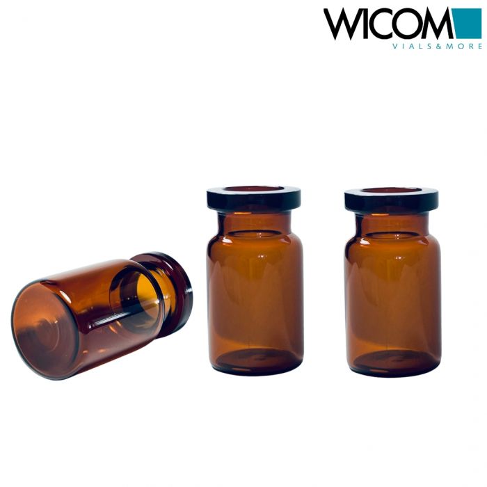 WICOM crimp vial, 20mm, 5ml, amber glass, 20.5x37.5mm
