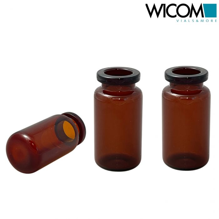 WICOM Crimp Vial, 20mm, 10ml, amber glass, 22.5x46mm, for GC Headspace