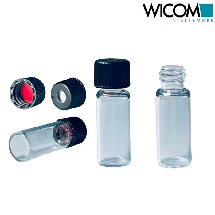 WICOM Combipack, includes 1.5ml screw vial in clear glass and screw cap with Sil...