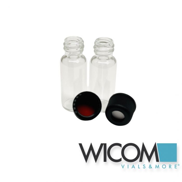 WICOM Combipack, includes 1.5ml screw vial in clear glass and screw cap with Sil...