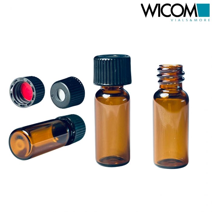 WICOM Combipack, includes 1.5ml screw vial in amber glass and screw caps with Si...