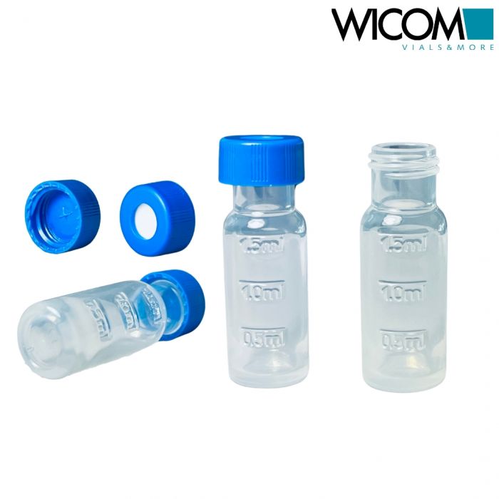 WICOM Combipack, includes 1.5ml screw vials in PP and blue screw cap with slitte...
