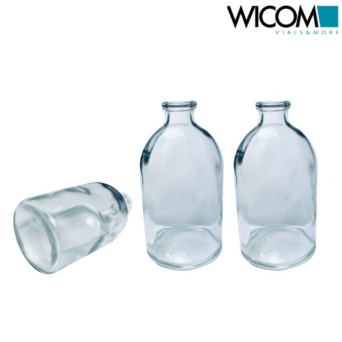 WICOM crimp vial, 20mm, 100ml, clear glass, 52x95mm