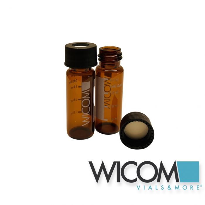 WICOM Combipack, includes 4ml screw vial in amber glass with write-on patch and ...