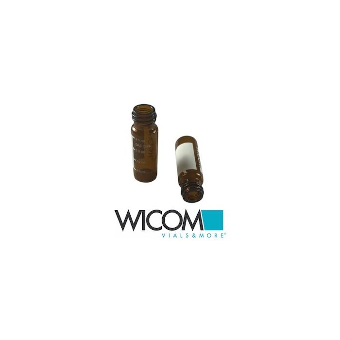 WICOM screw vial, 13mm, 4ml, amber glass with write-on patch, 15x45mm