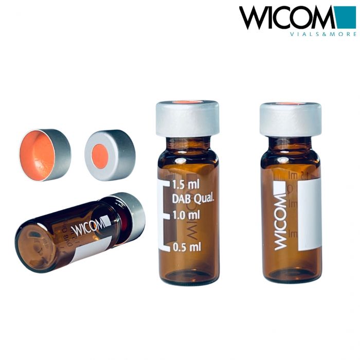 WICOM Combipack, includes 2ml crimp vial in amber glass with write-on patch and ...