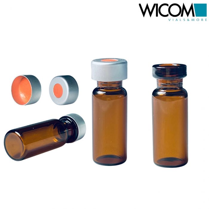 WICOM Combipack, includes 2ml crimp vial in amber glass and Aluminium crimp caps...