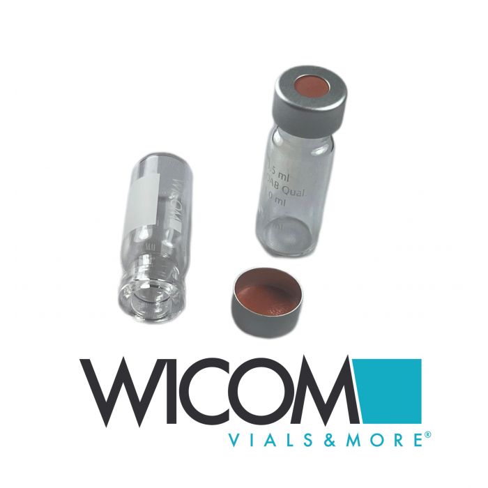WICOM Combipack, includes 2ml crimp vial in clear glass with write-on patch and ...