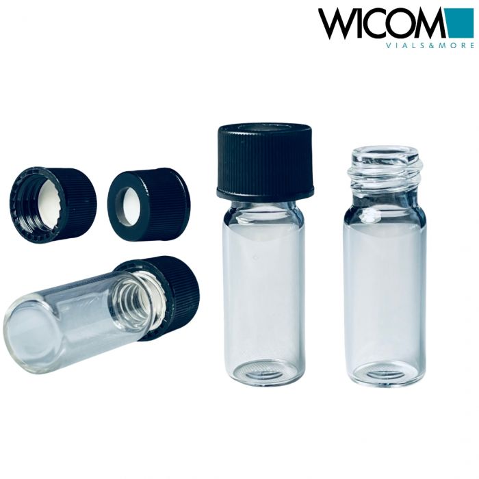 WICOM Combipack, includes 1.5ml screw vial in clear glass and screw cap with Sil...