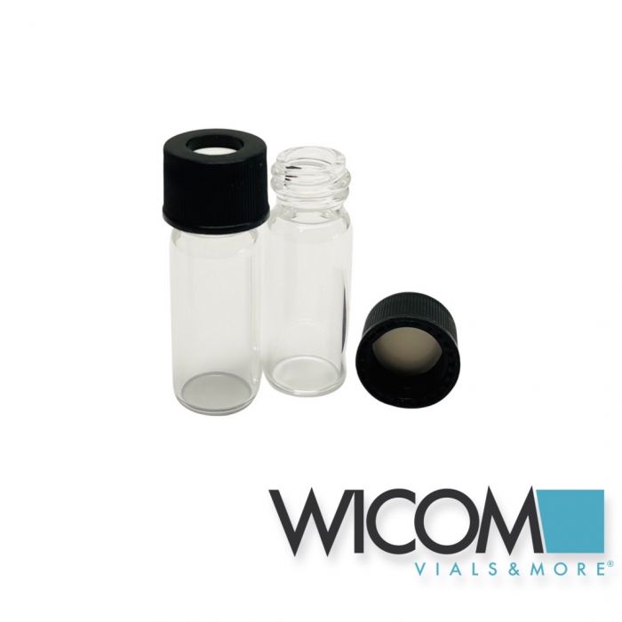 WICOM Combipack, composé de flacon 1.5ml col à visser en verre transparent et bo...