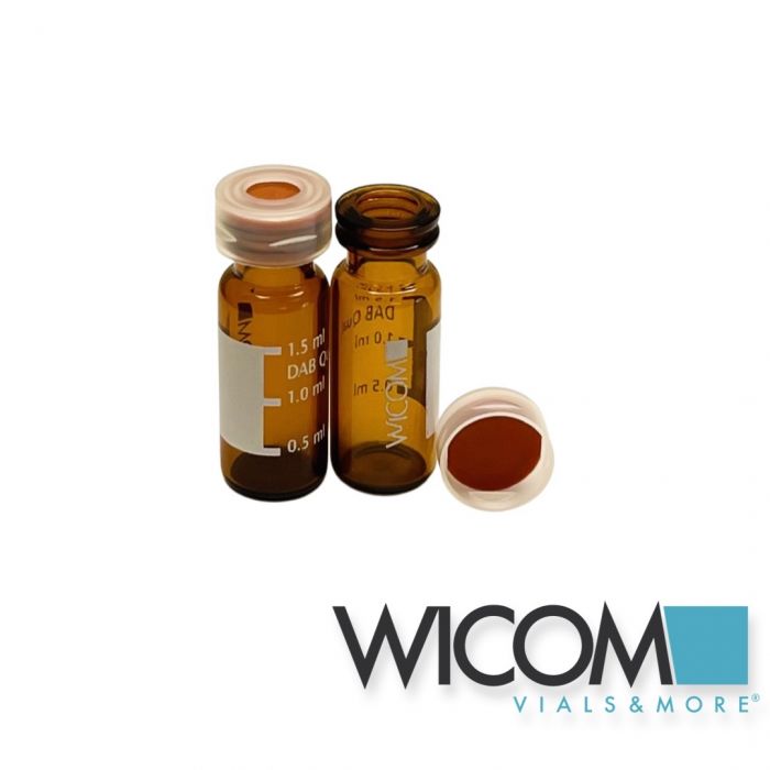 WICOM Combipack, includes 2ml crimpsnap vial in amber glass with write-on patch ...