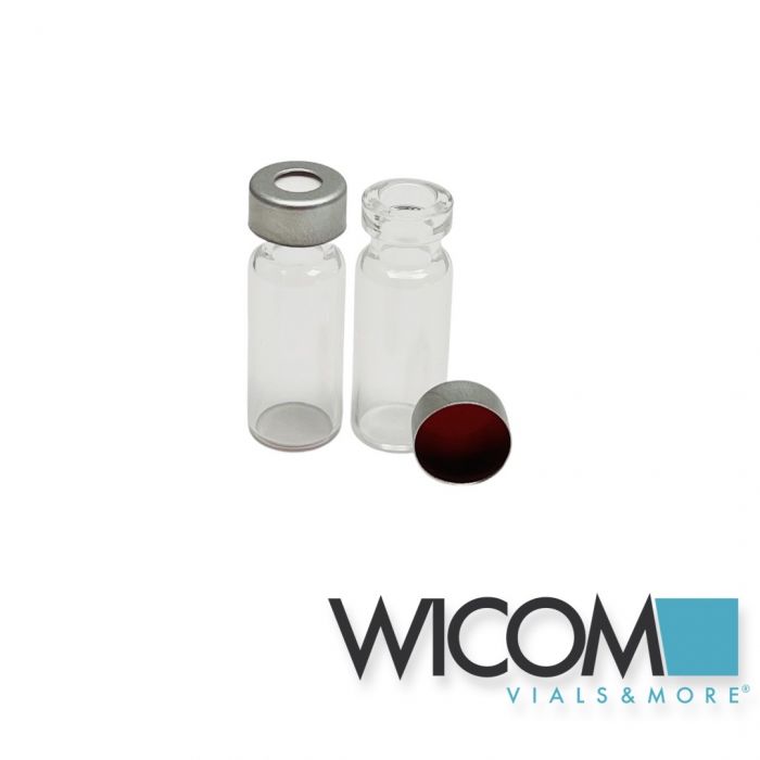 WICOM Combipack, includes 2ml crimp vial in clear glass and Aluminum crimp cap w...