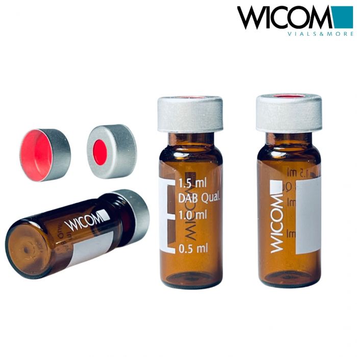 WICOM Combipack, includes 2ml crimp vial in amber glass with write-on patch and ...