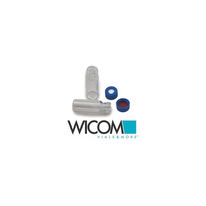 WICOM Combipack, includes 2ml screw vial in clear glass and blue screw cap with ...