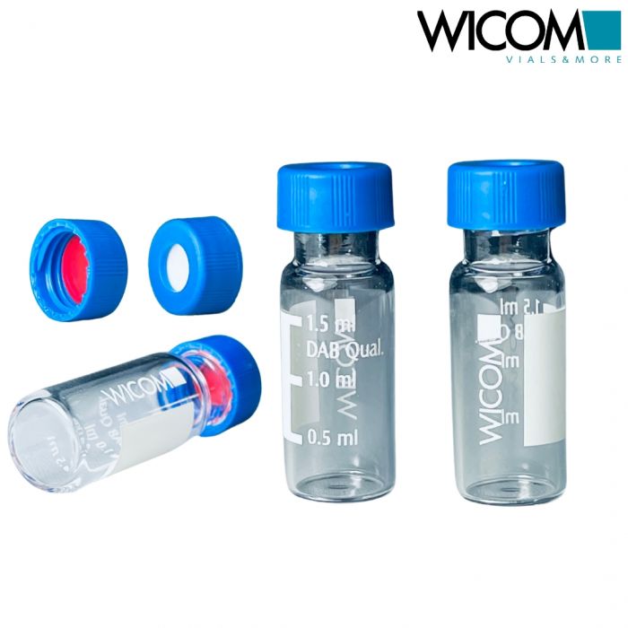 WICOM Combipack, includes 2ml screw vial in clear glass with write-on patch and ...