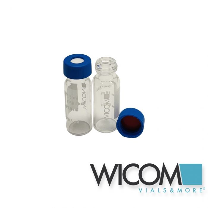 WICOM Combipack, includes 2ml screw vial in clear glass with write-on patch and ...