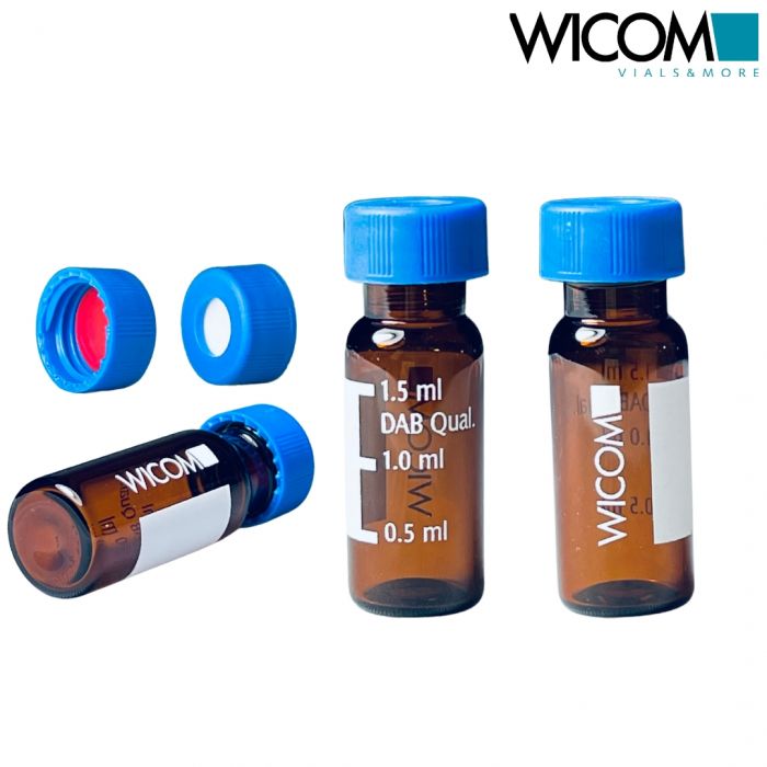 WICOM Combipack, includes 2ml screw vial in amber glass with write-on patch and ...