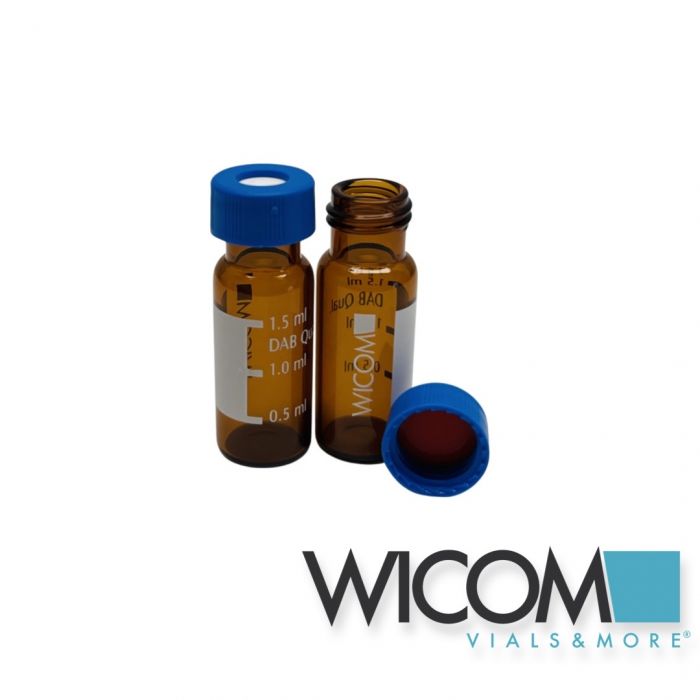 WICOM Combipack, includes 2ml screw vial in amber glass with write-on patch and ...