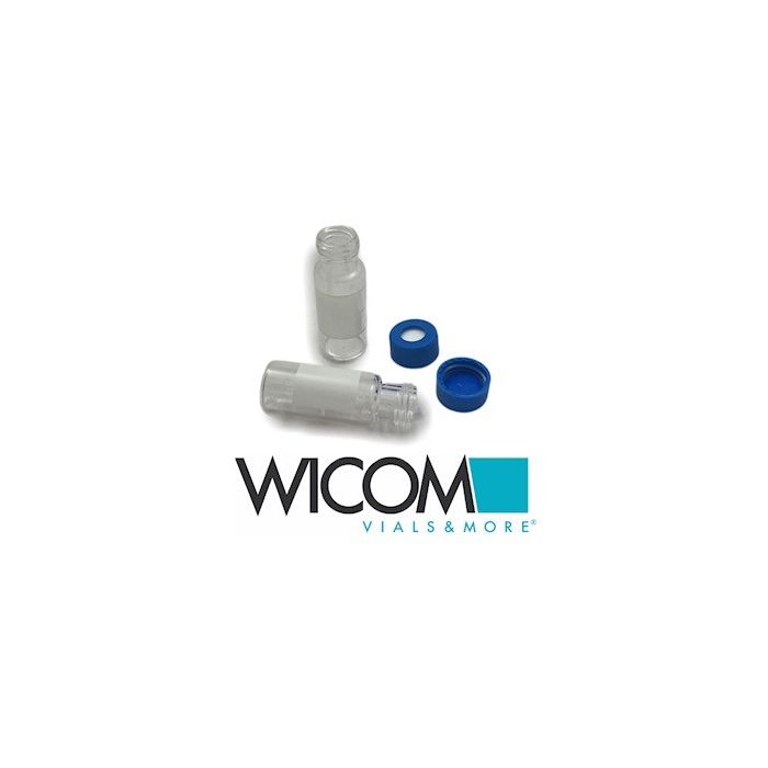 WICOM Combipack, includes 1.5ml screw vial in clear glass with write-on patch an...