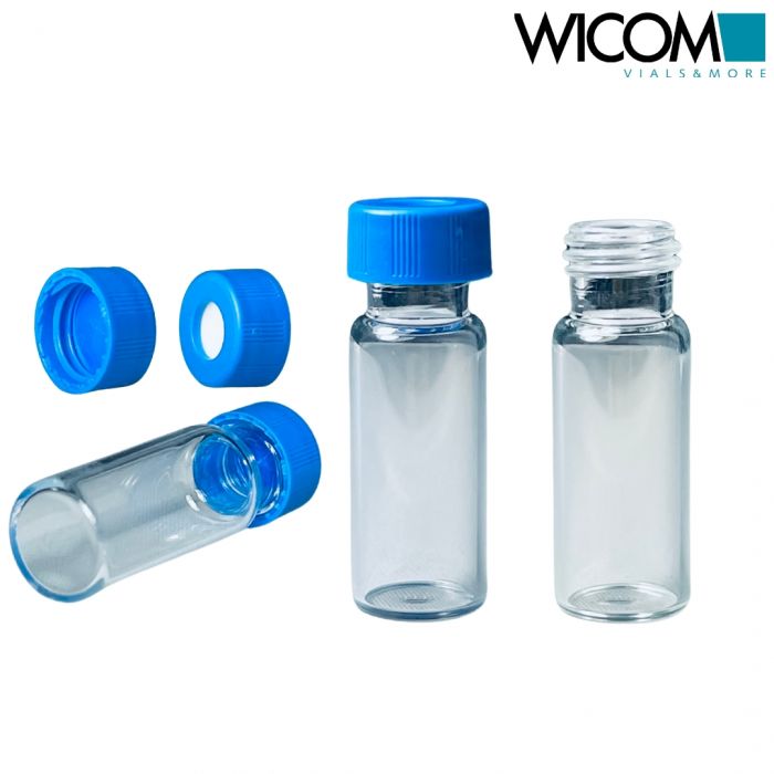 WICOM Combipack, includes 2ml screw vial in clear glass and blue cap witt slitte...