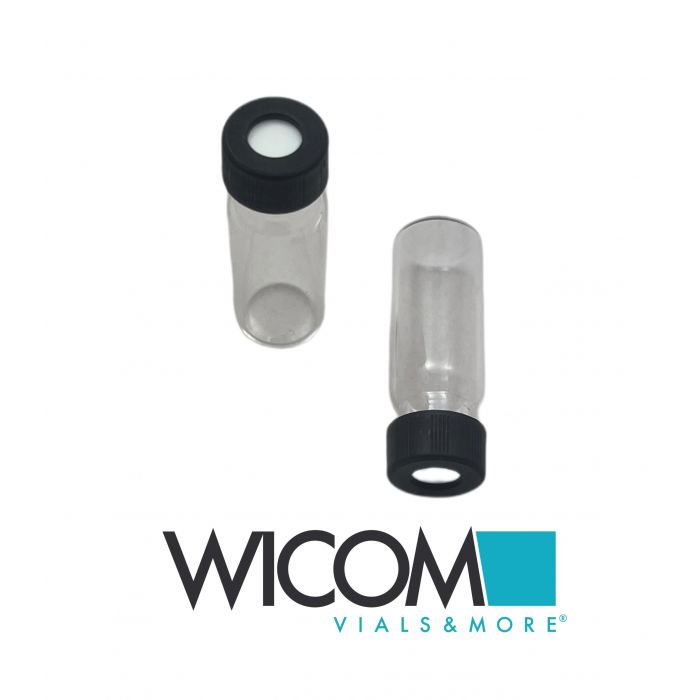 WICOM Combipack, includes 2ml screw vial in clear glass and screwed black cap wi...