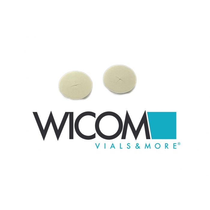 WICOM Septa Silicone/PTFE for 10mm caps Tan/White cross slitted, 1.5mm, 1000/pk