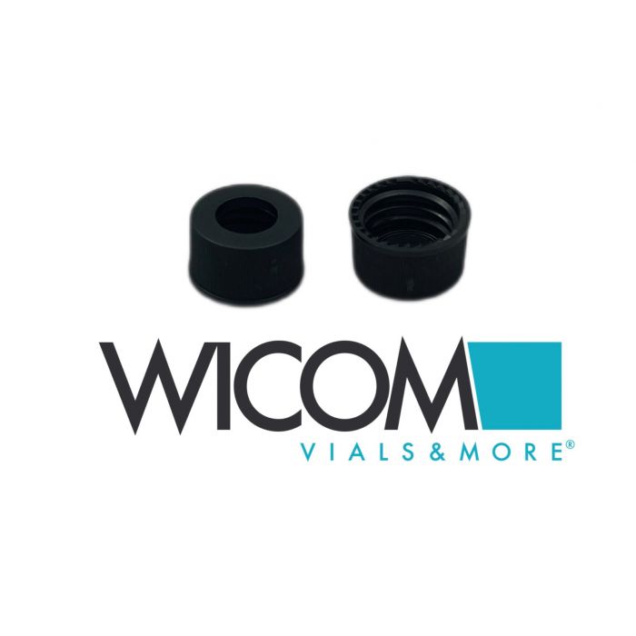 WICOM screw cap, 13mm, black, Polypropylen, with hole