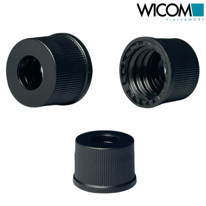 WICOM screw cap, 8mm, black, Polypropylen, with hole 1000/PK