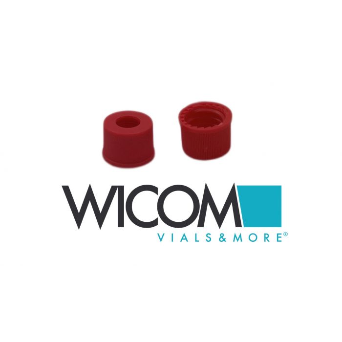 WICOM screw cap, 8mm, red, Polypropylen, with hole 1000/PK
