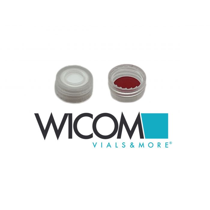 WICOM 9mm Screw cap, clear, with Silicone/PTFE septum red/white