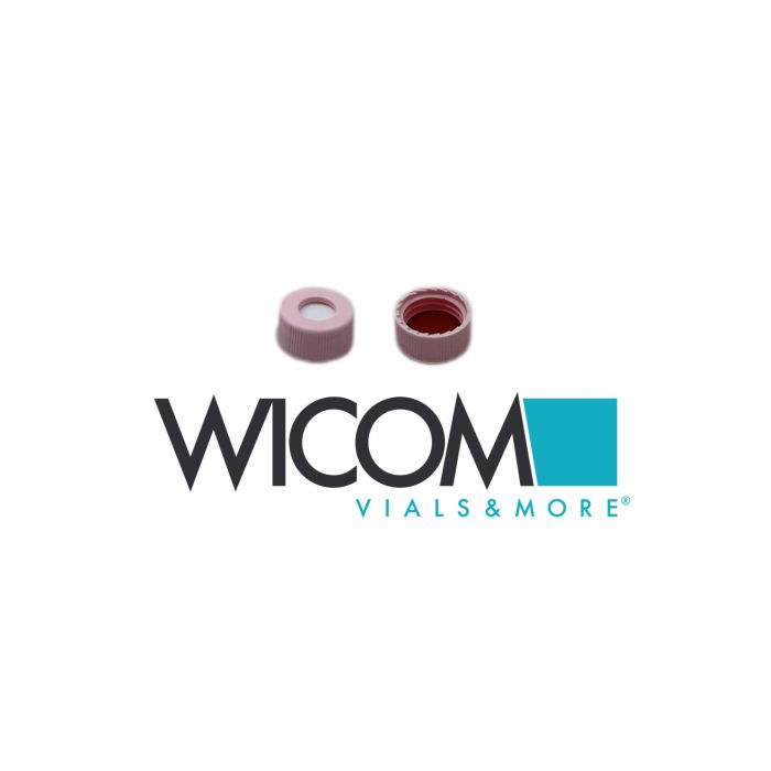 WICOM screw cap, 9mm, pink, with Silicone/PTFE septum