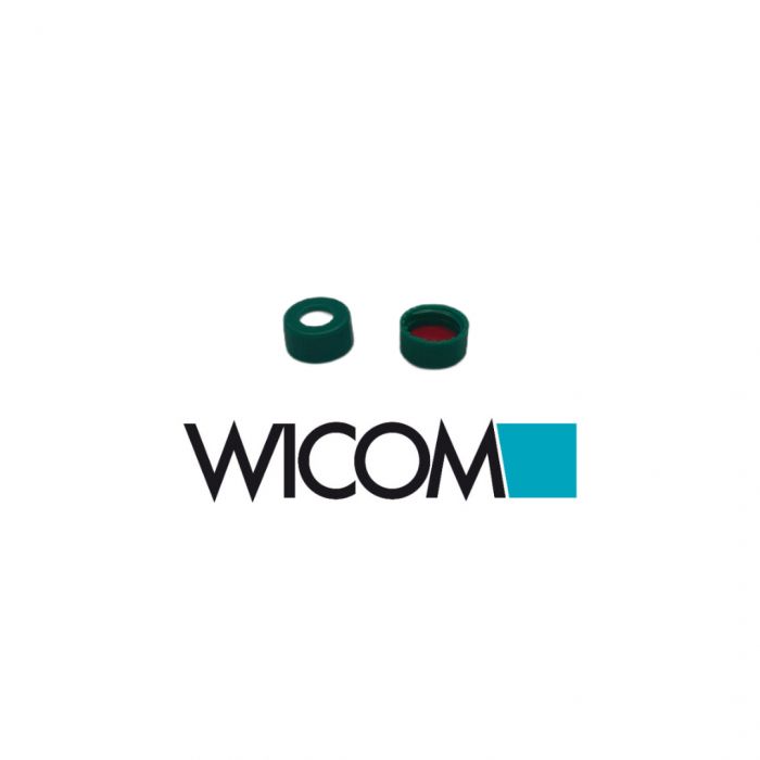 WICOM screw cap, 9mm, green, with Silicone/PTFE septum