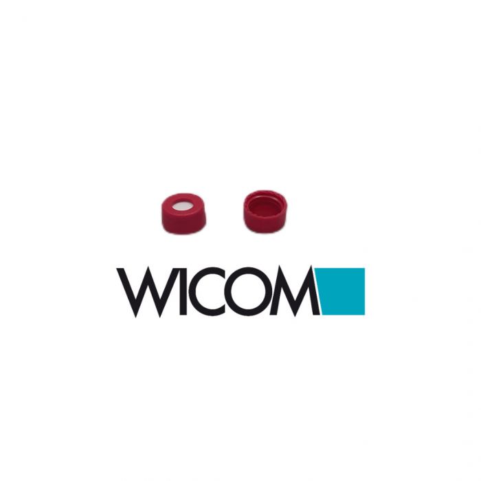 WICOM screw cap, 9mm, red, with Silicone/PTFE septum