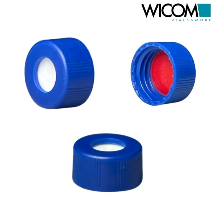 WICOM screw cap, 9mm, dark blue, with silicone/PTFE septum